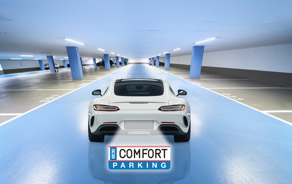 Bild mit auto und Logo Boe Comfort Parking